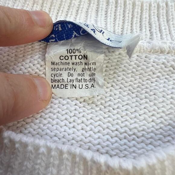 British Vogue Vintage 1980’s red white Knit Sweater size Medium Short Sleeve USA - Picture 4 of 7